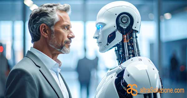 Robot e umano si confrontano