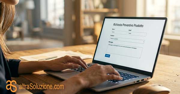 Compilazione modulo di contatto per richiesta preventivo prodotto
