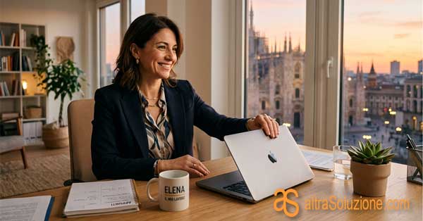 Imprenditore sereno al termine del lavoro nel proprio studio