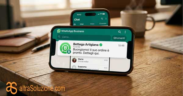 Pulsante per la chat di WhatsApp Business su schermo smartphone