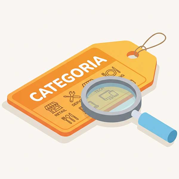Grafica vettoriale per scelta categoria e nome azienda