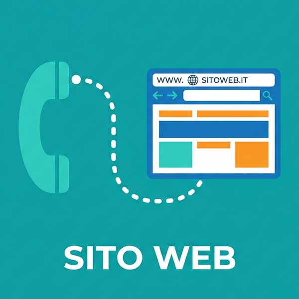 Icona grafica di connessione tra telefono e sito web