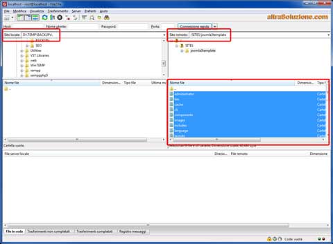 Connessione FTP FileZilla