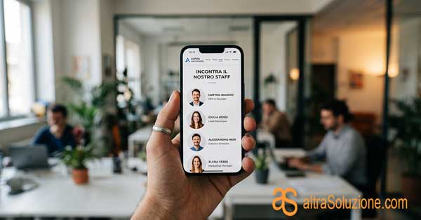 Pagina dello staff aziendale ottimizzata per la visualizzazione su smartphone