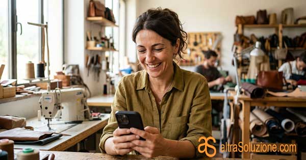Lettura dello smartphone in ufficio