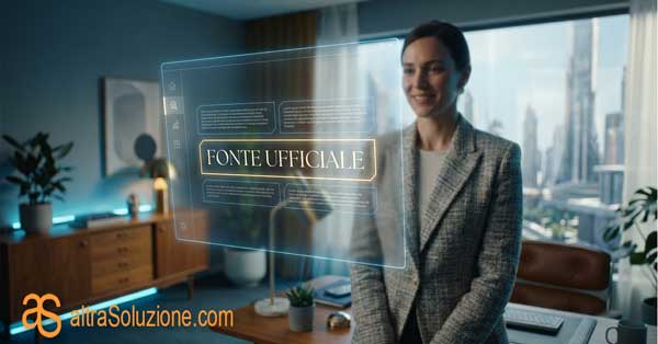 Interfaccia olografica che mostra la citazione di una fonte ufficiale web
