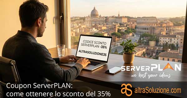 Postazione di lavoro a Roma che ottiene uno sconto del 35% su Serverplan