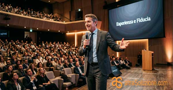 Speaker autorevole che parla a un pubblico in un auditorium
