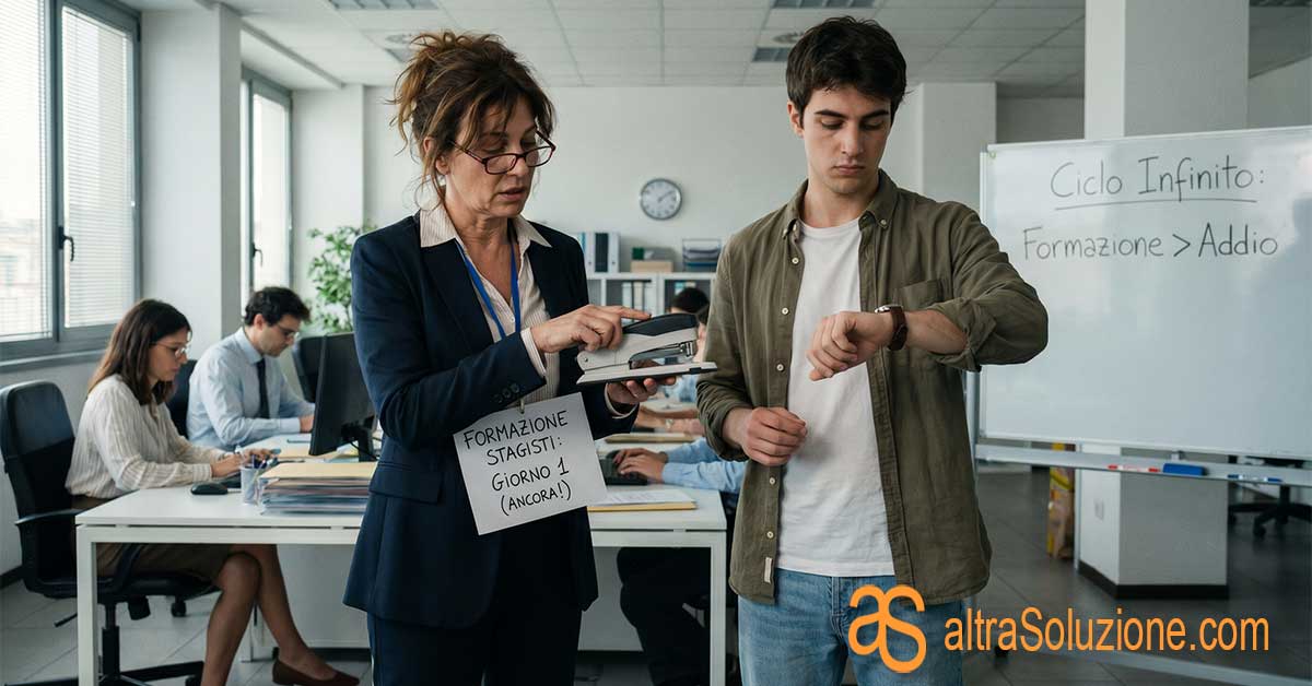 Manager esausta che forma un tirocinante distratto in ufficio