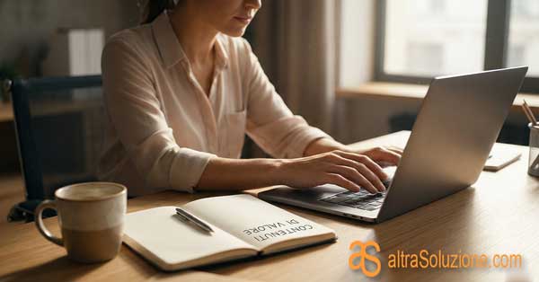 Professionista che crea contenuti di valore per il blog