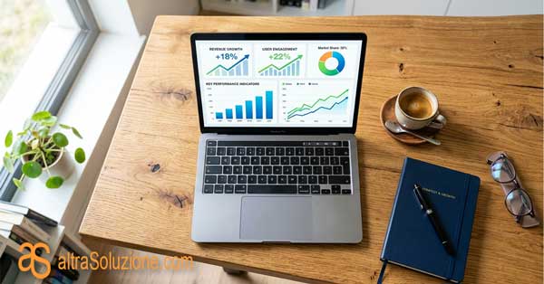 Monitoraggio dei grafici di crescita e statistiche web su un computer