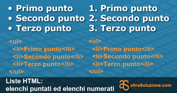 Liste HTML: elenchi puntati ed elenchi numerati