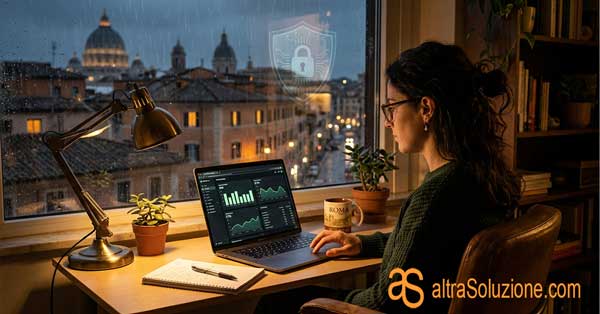 Una persona che analizza le statistiche del proprio sito web di notte