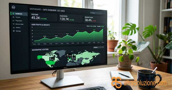 Interfaccia di matomo analytics con grafici di traffico Web