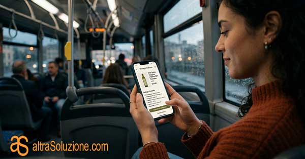 Lettura scheda prodotto leggibile da smartphone in viaggio
