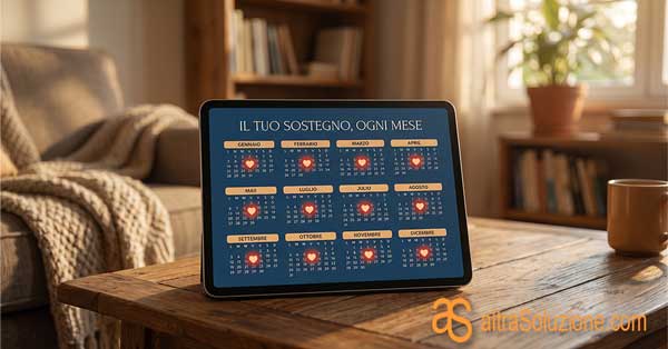 Calendario digitale con icone di donazione mensile
