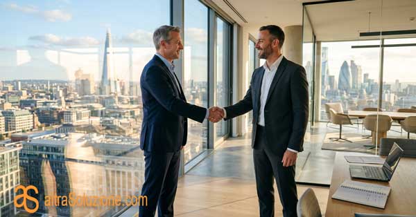 Stretta di mano tra cliente e sviluppatore per una collaborazione di successo